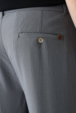  Orta Füme Tapered Slim Fit Likralı Gofreli Çizgili Kanvas / Chino Pantolon