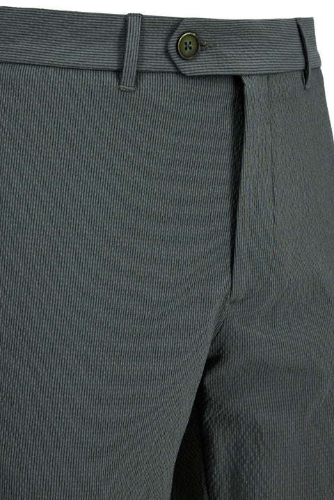 Medium Khaki Tapered Slim Fit Striped Stretchy Sport Trousers