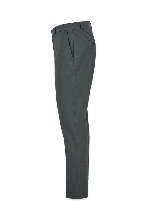 Medium Khaki Tapered Slim Fit Striped Stretchy Sport Trousers