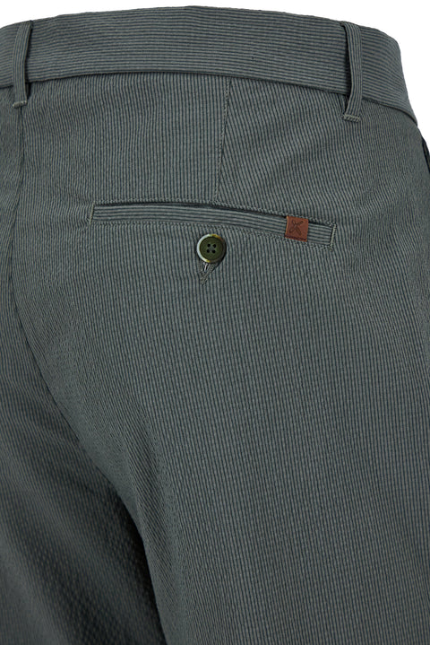 Medium Khaki Tapered Slim Fit Striped Stretchy Sport Trousers