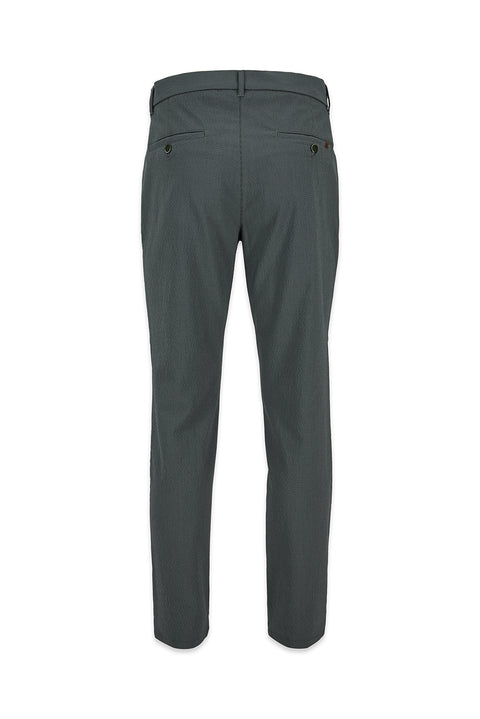 Medium Khaki Tapered Slim Fit Striped Stretchy Sport Trousers