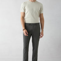 Dark Khaki Tapered Slim Fit Striped Lycra Sports Trousers