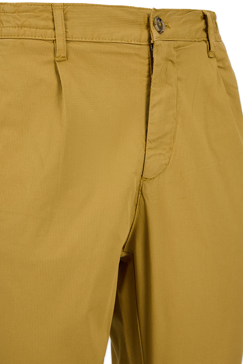 Medium Beige Tapered Fit Elastic Waist Lycra Chino/Canvas Trousers