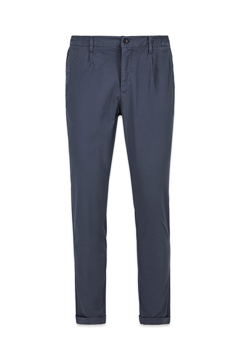 Dark Anthracite Tapered Fit Elastic Waist Lycra Chino/Canvas Trousers