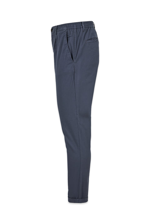 Dark Anthracite Tapered Fit Elastic Waist Lycra Chino/Canvas Trousers