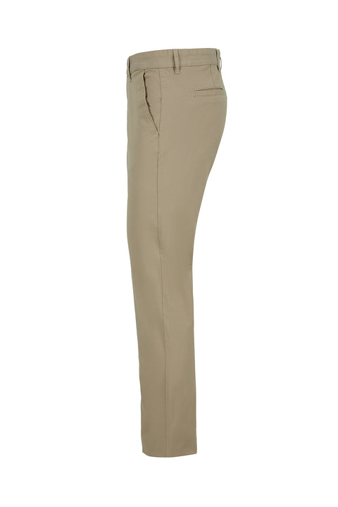 Açık Bej Regular Fit Standart Kesim Likralı Esnek Yan Cepli Likralı Kanvas / Chino Pantolon