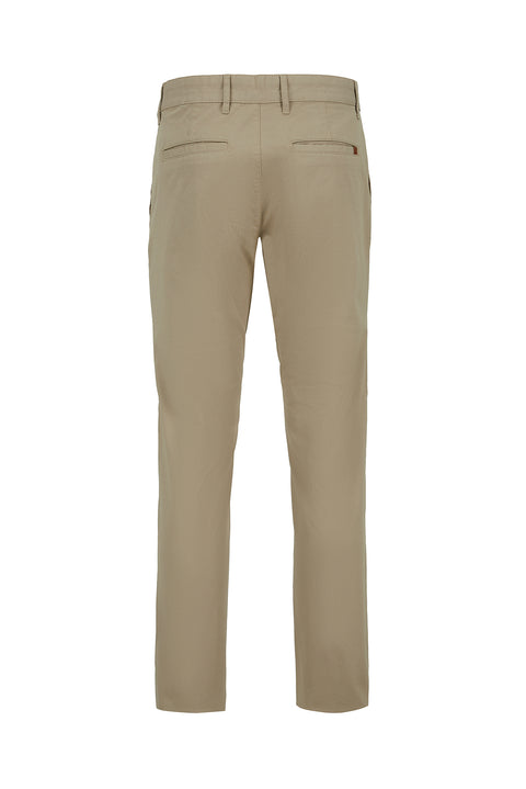 Açık Bej Regular Fit Standart Kesim Likralı Esnek Yan Cepli Likralı Kanvas / Chino Pantolon