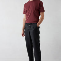 Black Regular Straight Fit Lycra Drawstring Waist Elasticated Sports Trousers