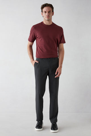  Siyah Regular Fit Standart Kesim Çizgili Gofreli Yan Cepli Likralı Pantolon