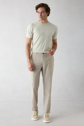 Light Beige 6 Drop Regular Fit Standard Cut Canvas/Chino Pants