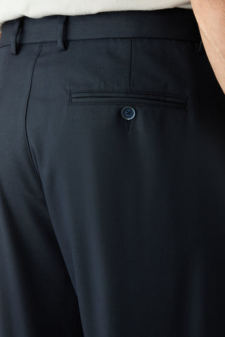  Koyu Lacivert Straight Wide Leg Düz Spor Pantolon