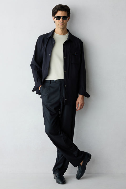 Dark Navy Straight Wide Leg Sport Pants