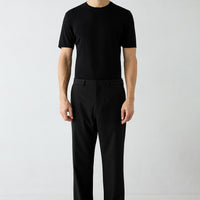 Siyah Straight Relaxed Fit Likralı Esnek Yan Cepli Pantolon