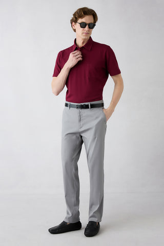  Orta Gri 4 Drop Relaxed Fit Rahat Kesim Lyocell Karışımlı Yandan Cep Kanvas / Chino Pantolon