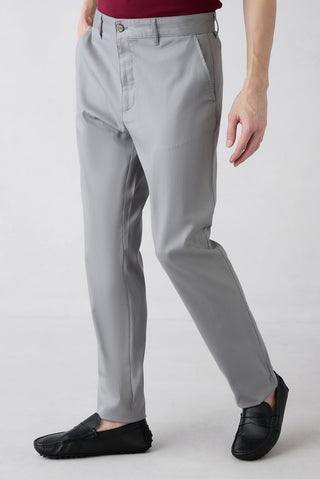  Orta Gri 4 Drop Relaxed Fit Rahat Kesim Lyocell Karışımlı Yandan Cep Kanvas / Chino Pantolon
