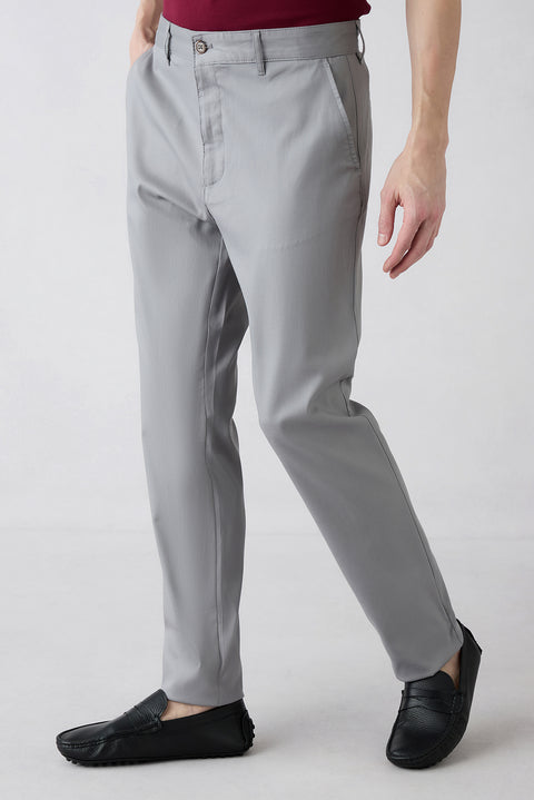 Medium Gray Relaxed Fit Lyocell Blend Side Pocket Canvas / Chino Trousers