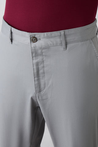  Orta Gri 4 Drop Relaxed Fit Rahat Kesim Lyocell Karışımlı Yandan Cep Kanvas / Chino Pantolon