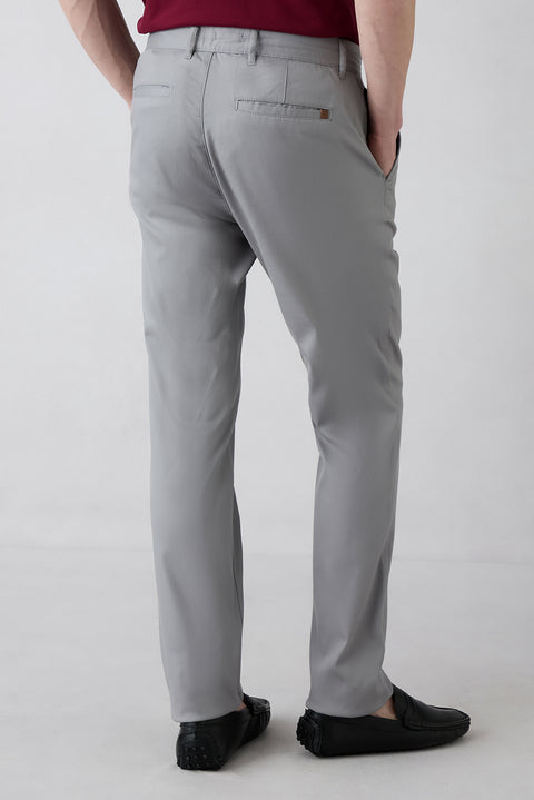 Medium Gray Relaxed Fit Lyocell Blend Side Pocket Canvas / Chino Trousers