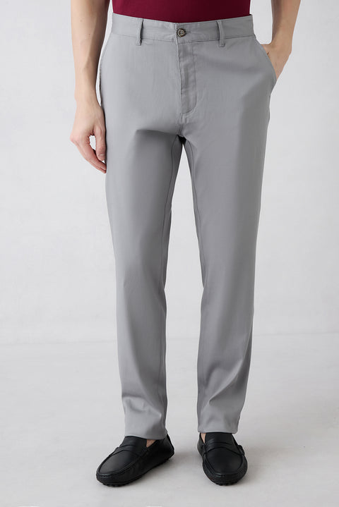 Medium Gray Relaxed Fit Lyocell Blend Side Pocket Canvas / Chino Trousers