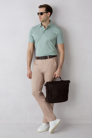  Orta Bej 4 Drop Relaxed Fit Rahat Kesim Lyocell Karışımlı Yandan Cep Kanvas / Chino Pantolon