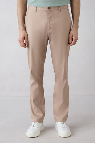  Orta Bej 4 Drop Relaxed Fit Rahat Kesim Lyocell Karışımlı Yandan Cep Kanvas / Chino Pantolon