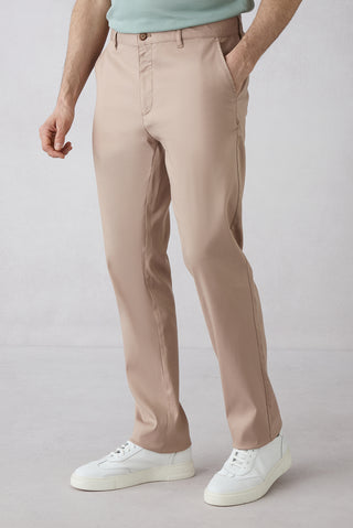  Orta Bej 4 Drop Relaxed Fit Rahat Kesim Lyocell Karışımlı Yandan Cep Kanvas / Chino Pantolon
