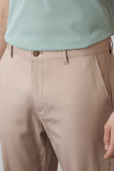 Medium Beige 4-Drop Relaxed Fit Canvas/Chino Pants
