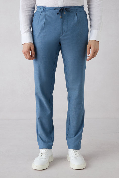 Mavi Regular Straight Fit Beli Lastikli İpli Pileli Likralı Jogger Pantolon