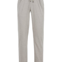 Light Beige Regular Straight Fit Elasticated Waist Drawstring Pleated Stretchy Jogger Trousers