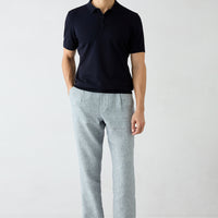 Medium Navy Regular Straight Fit Linen Sports Pants