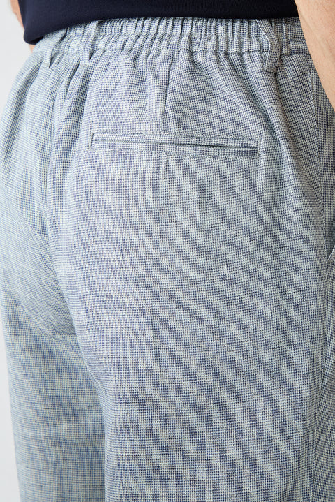 Medium Navy Regular Straight Fit Linen Sports Pants