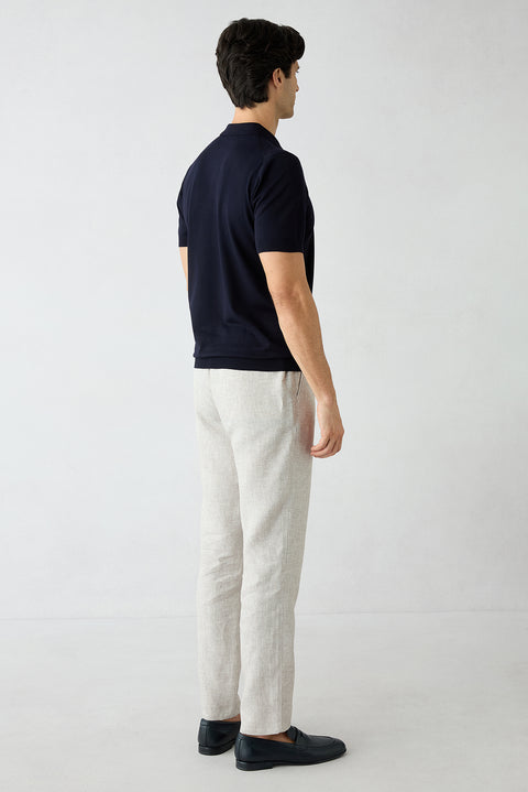 Light Mink Regular Straight Fit Linen Sports Pants