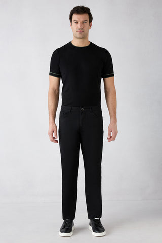  Siyah Slim Fit Dar Kesim 5 Cep Pamuklu Düz Likralı Kanvas / Chino Pantolon