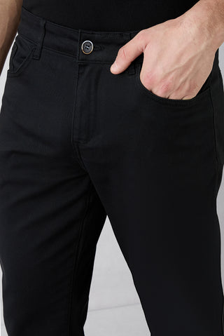  Siyah Slim Fit Dar Kesim 5 Cep Pamuklu Düz Likralı Kanvas / Chino Pantolon