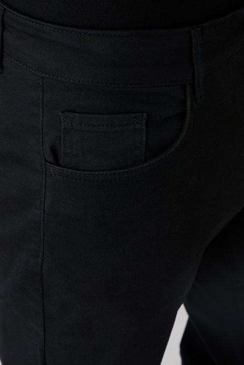 Siyah Slim Fit Dar Kesim 5 Cep Pamuklu Düz Likralı Kanvas / Chino Pantolon