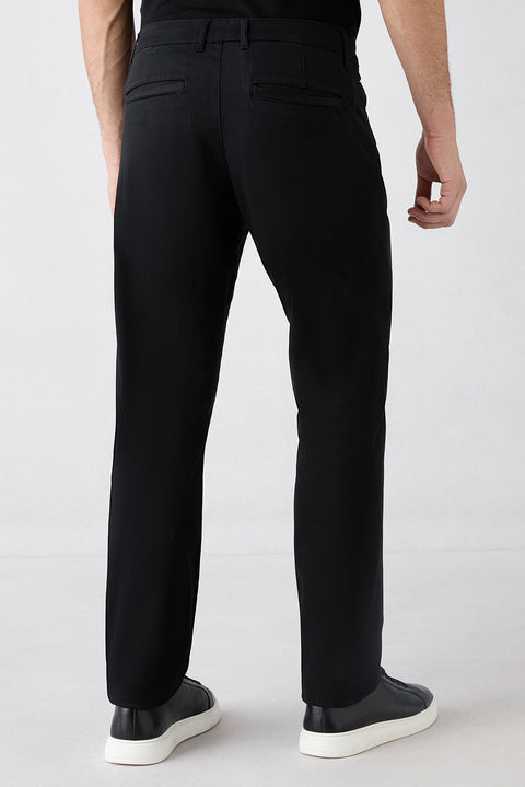 Siyah Slim Fit Dar Kesim 5 Cep Pamuklu Düz Likralı Kanvas / Chino Pantolon