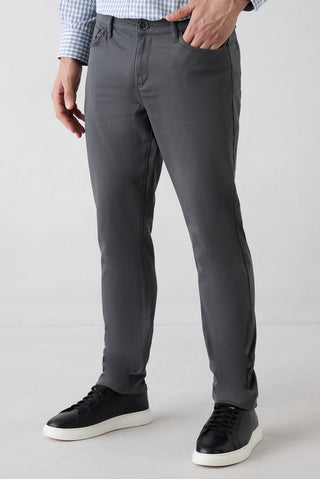  Orta Gri Slim Fit Dar Kesim 5 Cep Pamuklu Düz Likralı Kanvas / Chino Pantolon