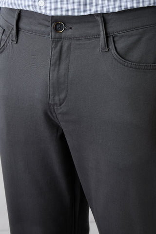  Orta Gri Slim Fit Dar Kesim 5 Cep Pamuklu Düz Likralı Kanvas / Chino Pantolon