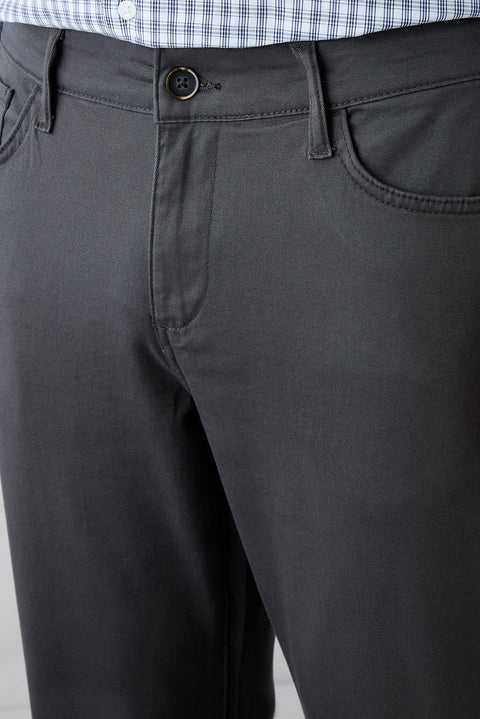 Medium Grey 6 Drop Regular Fit Standard Cut Canvas/Chino Pants