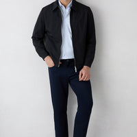 Mid Navy Regular Fit Standard Cut 5 Pocket Cotton Plain Stretch Canvas / Chino Trousers