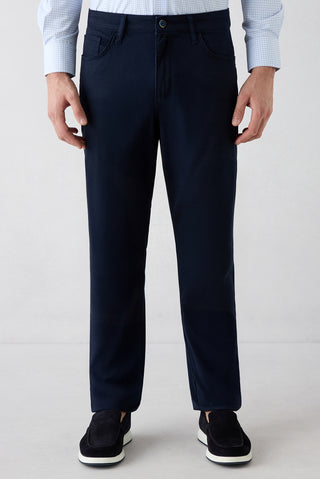  Orta Lacivert Regular Fit Standart Kesim 5 Cep Pamuklu Düz Likralı Kanvas / Chino Pantolon
