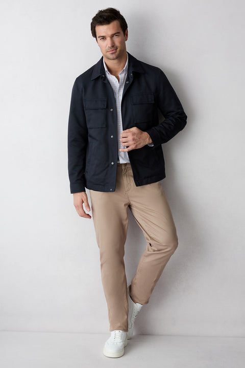 Light Mink Slim Fit Narrow Cut 5-Pocket Cotton Plain Lycra Canvas / Chino Trousers