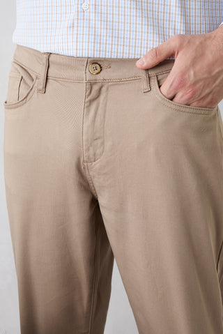  Açık Vizon Regular Fit Standart Kesim 5 Cep Pamuklu Düz Likralı Kanvas / Chino Pantolon