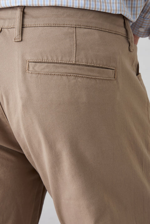 Light Mink Slim Fit Narrow Cut 5-Pocket Cotton Plain Lycra Canvas / Chino Trousers