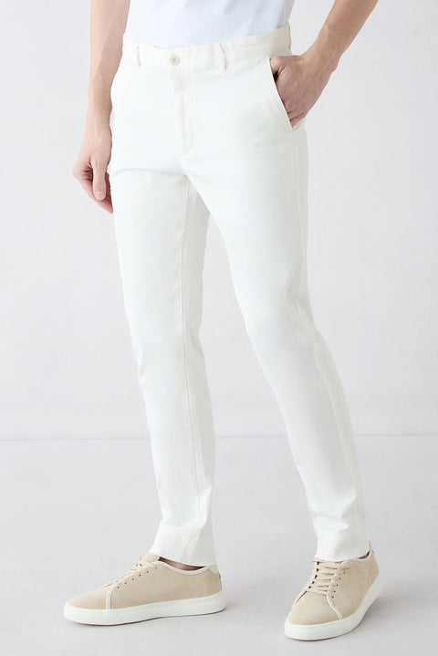 Off-White Relaxed Fit Lyocell Blend Side Pocket Canvas / Chino Trousers