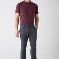 Dark Anthracite Slim Fit Tapered Lyocell Blend Canvas / Chino Pants with Side Pockets