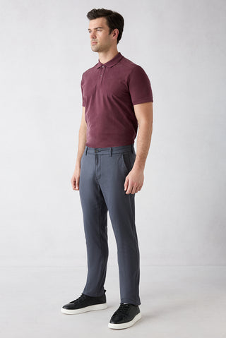  Koyu Antrasit Slim Fit Dar Kesim Lyocell Karışımlı Yan Cepli Kanvas / Chino Pantolon