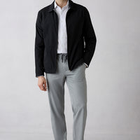 Açık Gri Regular Straight Fit Beli Lastikli İpli Pileli Likralı Jogger Pantolon
