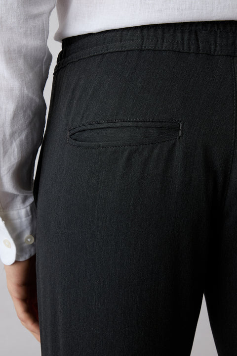 Koyu Antrasit Regular Straight Fit Beli Lastikli İpli Pileli Likralı Jogger Pantolon