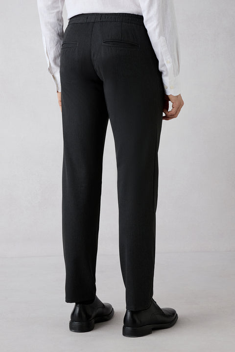 Koyu Antrasit Regular Straight Fit Beli Lastikli İpli Pileli Likralı Jogger Pantolon